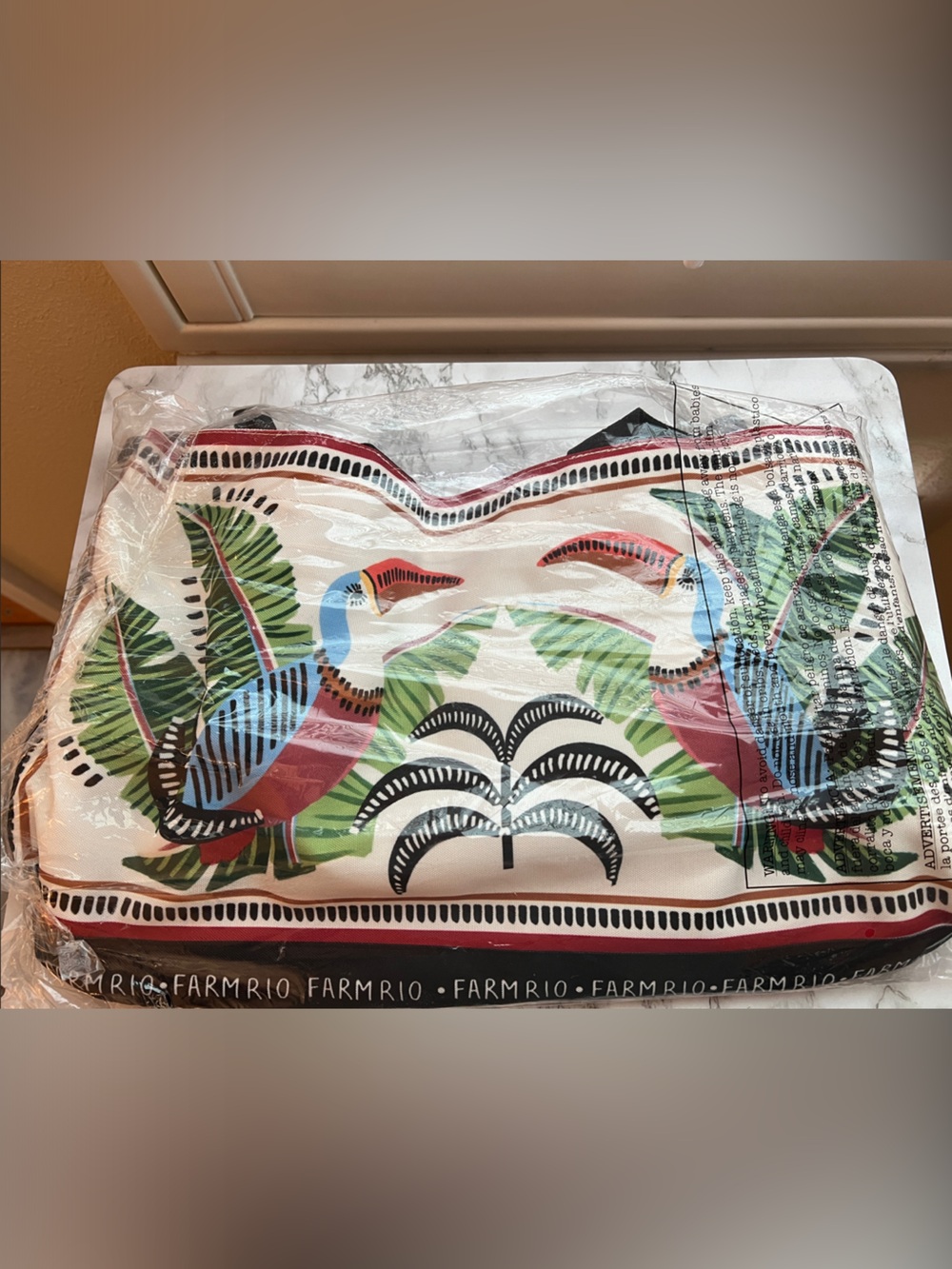 FARM Rio Toucan Destiny Bag Tapestry in Red, Blue, Green New in Sealed Package